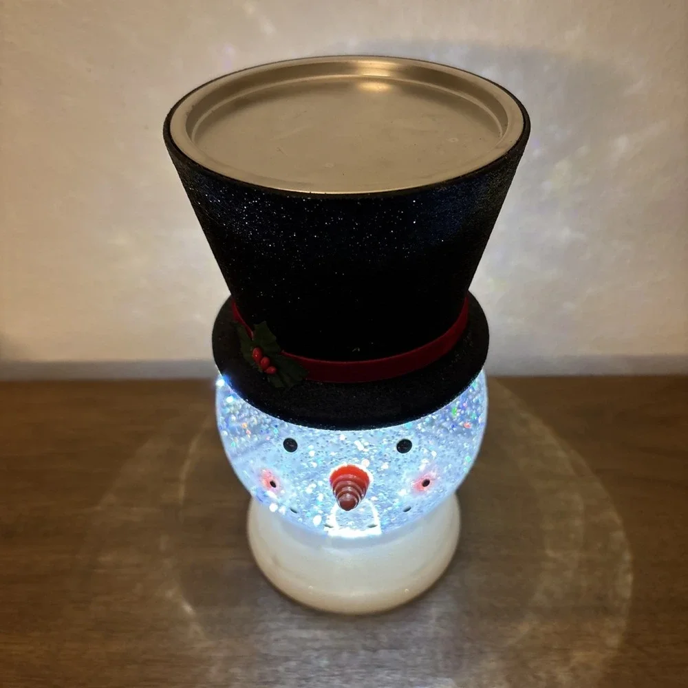 Bath & Body Works Snowman Pedestal Candle Holder Light Up Glitter Water Globe - Picture 4 of 8